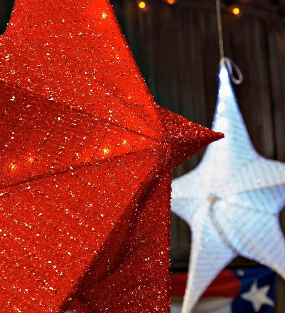 Plow & Hearth Deck & Patio Accents Outdoor Living Lighted Hanging Fabric Star