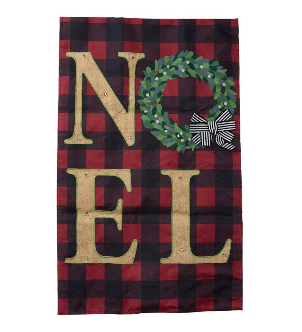 Plow & Hearth Deck & Patio Accents Outdoor Living Lighted Noel Buffalo Plaid Christmas House Flag