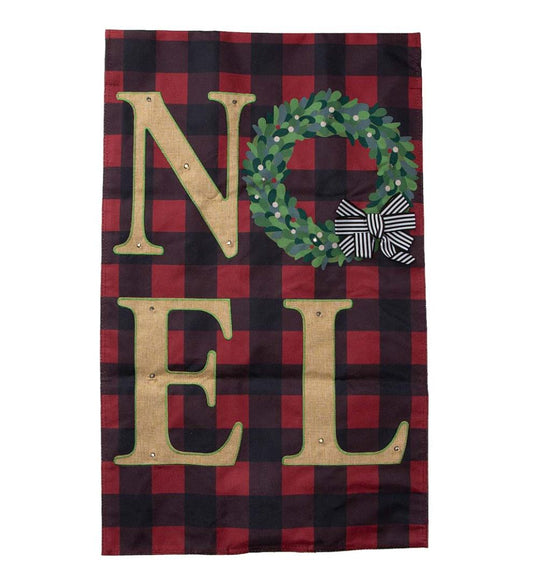 Plow & Hearth Deck & Patio Accents Outdoor Living Lighted Noel Buffalo Plaid Christmas House Flag