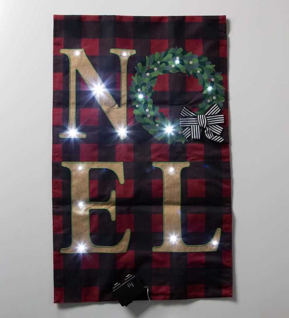 Plow & Hearth Deck & Patio Accents Outdoor Living Lighted Noel Buffalo Plaid Christmas House Flag