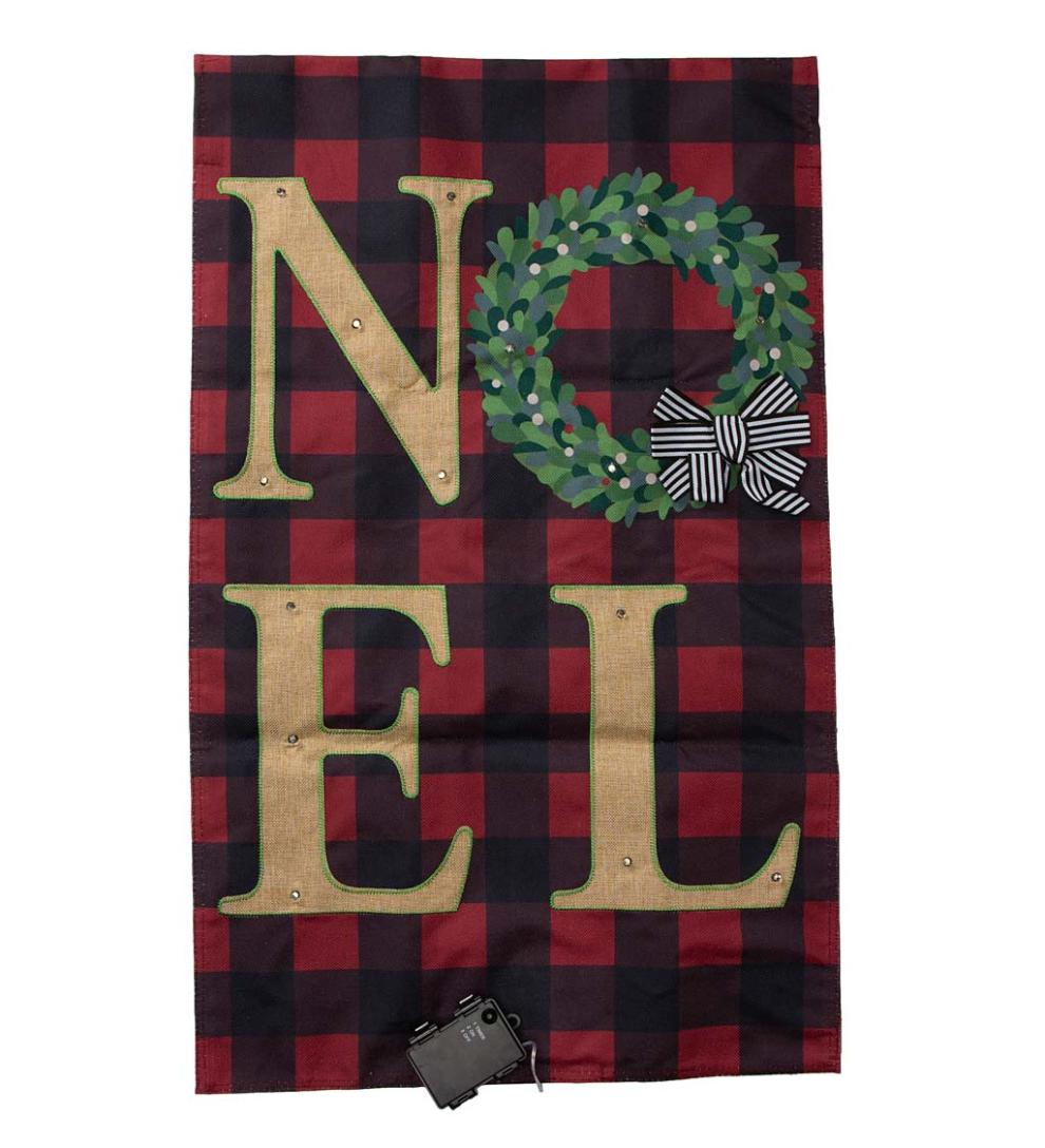 Plow & Hearth Deck & Patio Accents Outdoor Living Lighted Noel Buffalo Plaid Christmas House Flag
