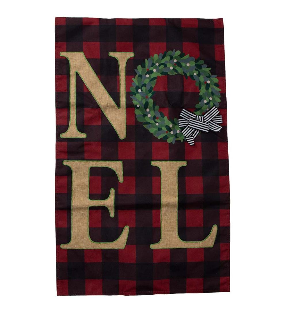 Plow & Hearth Deck & Patio Accents Outdoor Living Lighted Noel Buffalo Plaid Christmas House Flag
