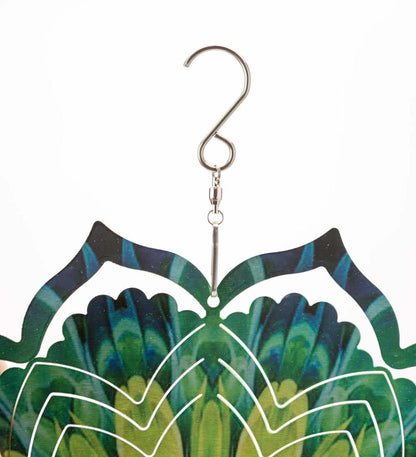 Plow & Hearth Deck & Patio Accents Outdoor Living Mandala Lotus Optical Illusion Hanging Metal Spinner