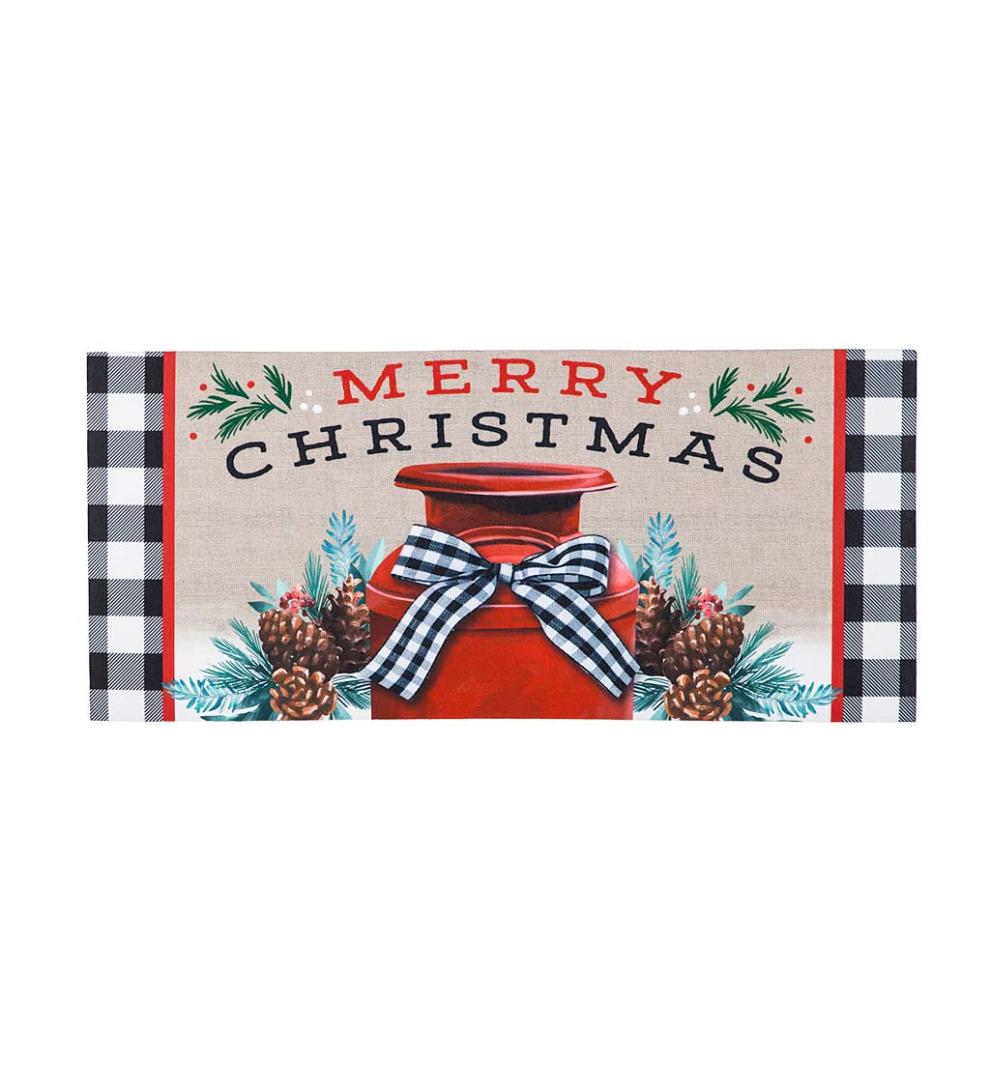 Plow & Hearth Deck & Patio Accents Outdoor Living Merry Christmas Milk Can Sassafras Switch Mat