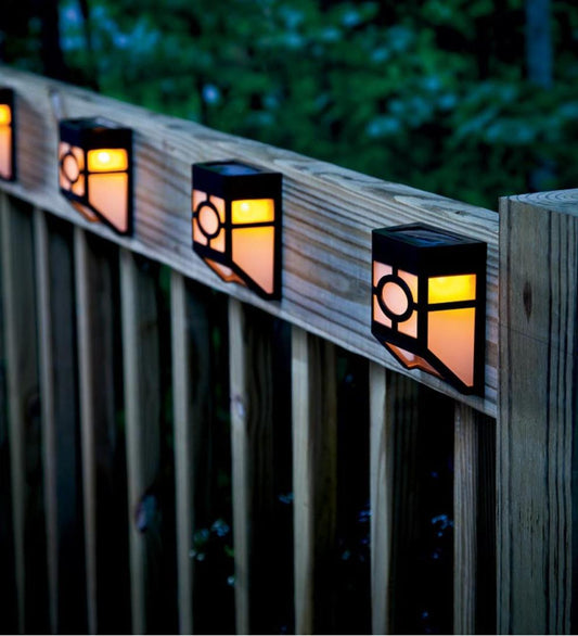 Plow & Hearth Deck & Patio Accents Outdoor Living Mission-Style Solar Deck Accent Lights, Set Of 4