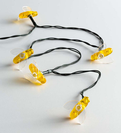 Plow & Hearth Deck & Patio Accents Outdoor Living Multi-Function, Color-Changing Solar Bee String Lights