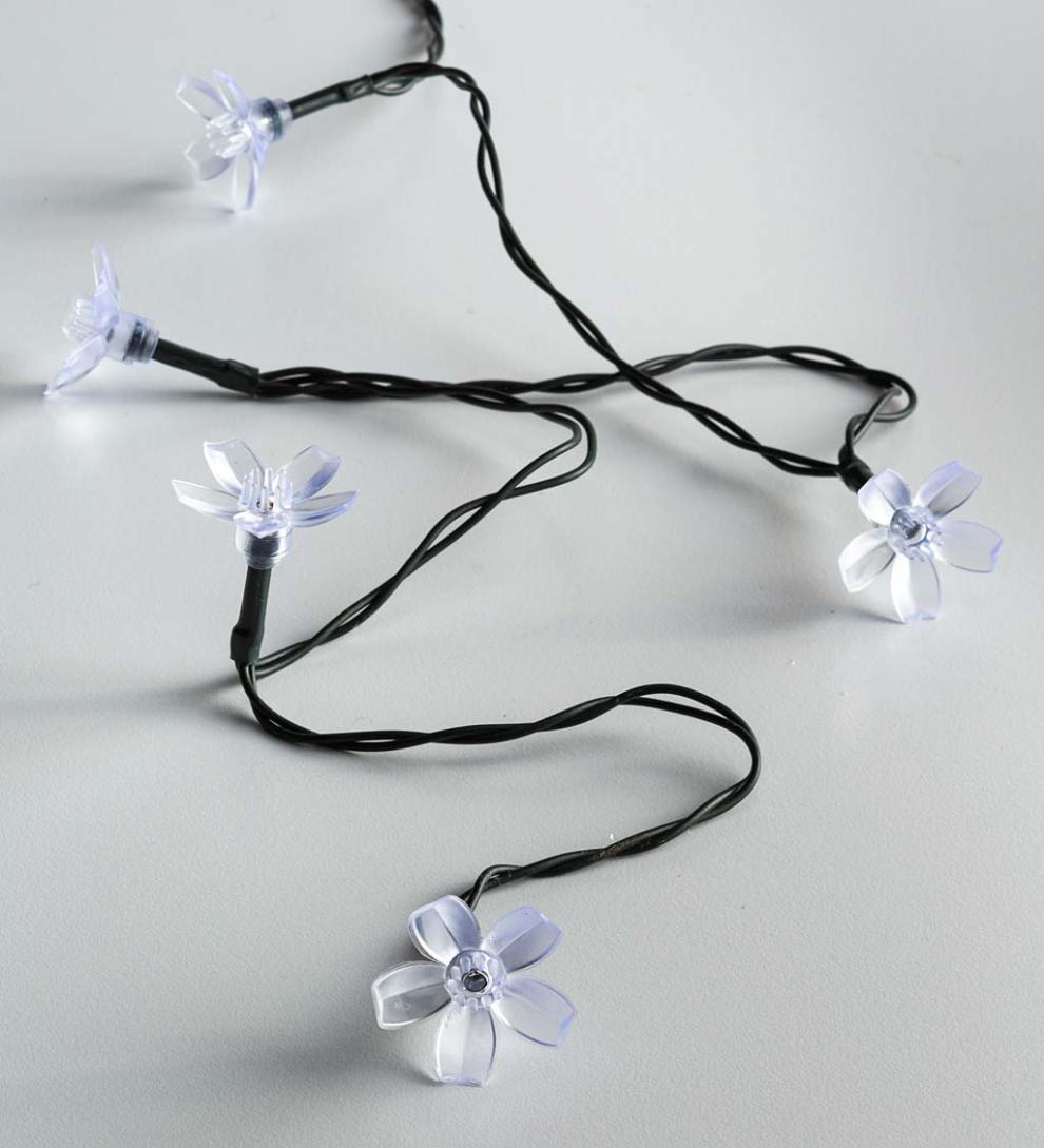 Plow & Hearth Deck & Patio Accents Outdoor Living Multi-Function, Color-Changing Solar Flower String Lights