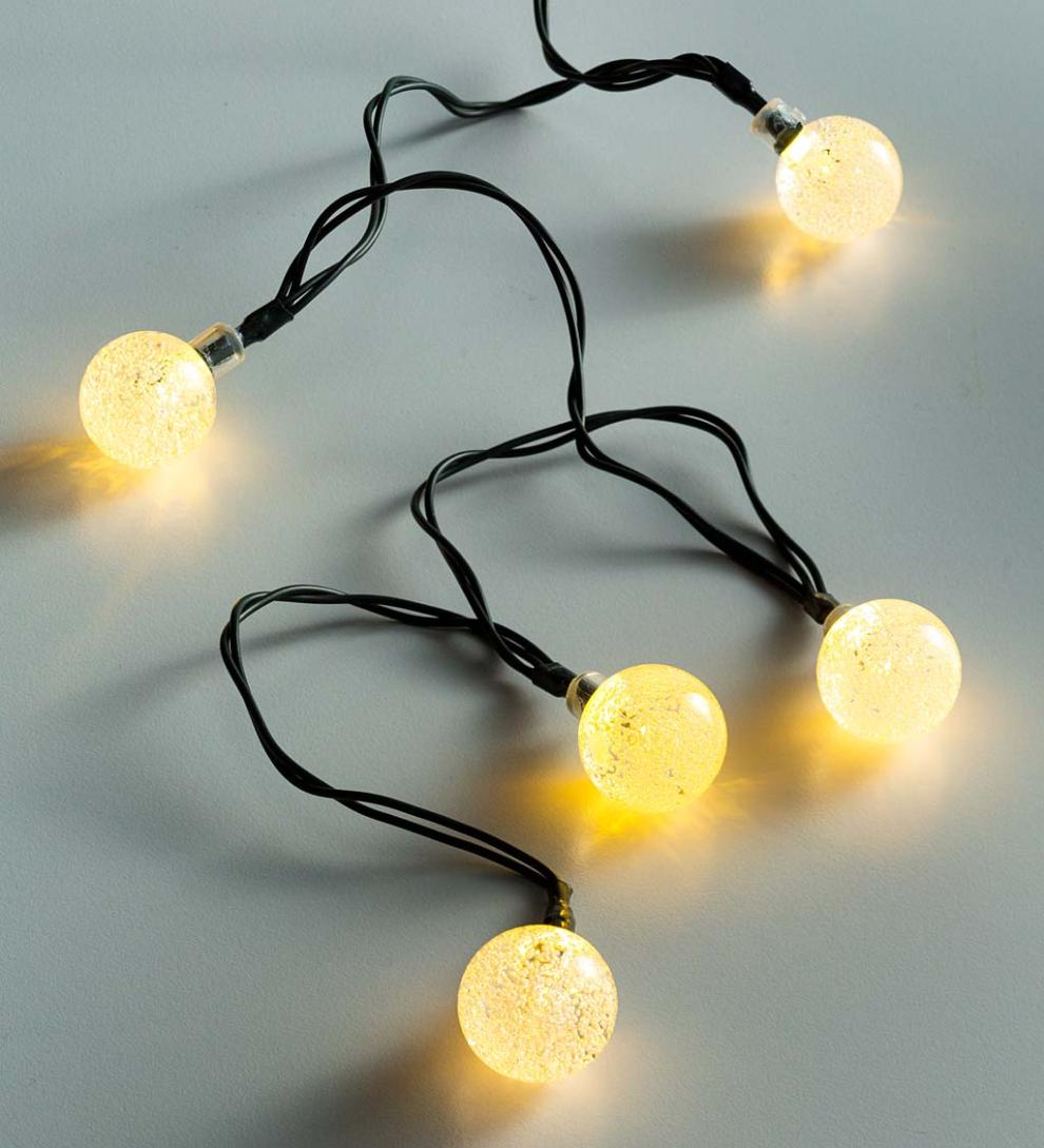 Plow & Hearth Deck & Patio Accents Outdoor Living Multi-Function Solar Ball String Lights With 50 Warm White Leds