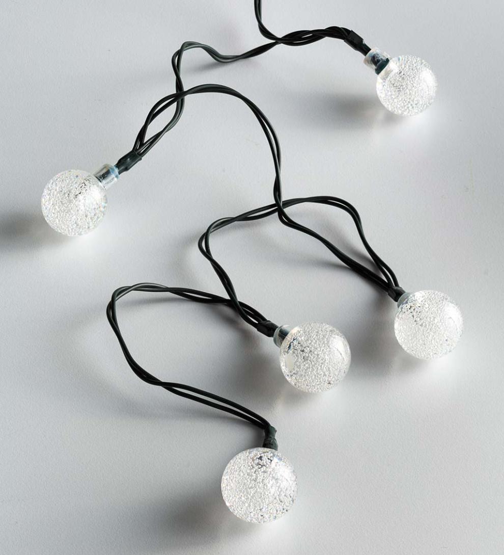 Plow & Hearth Deck & Patio Accents Outdoor Living Multi-Function Solar Ball String Lights With 50 Warm White Leds