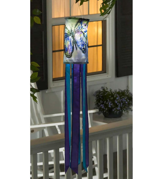 Plow & Hearth Deck & Patio Accents Outdoor Living Nature-Inspired Solar Led Motion Windsock - Cherry Blossom