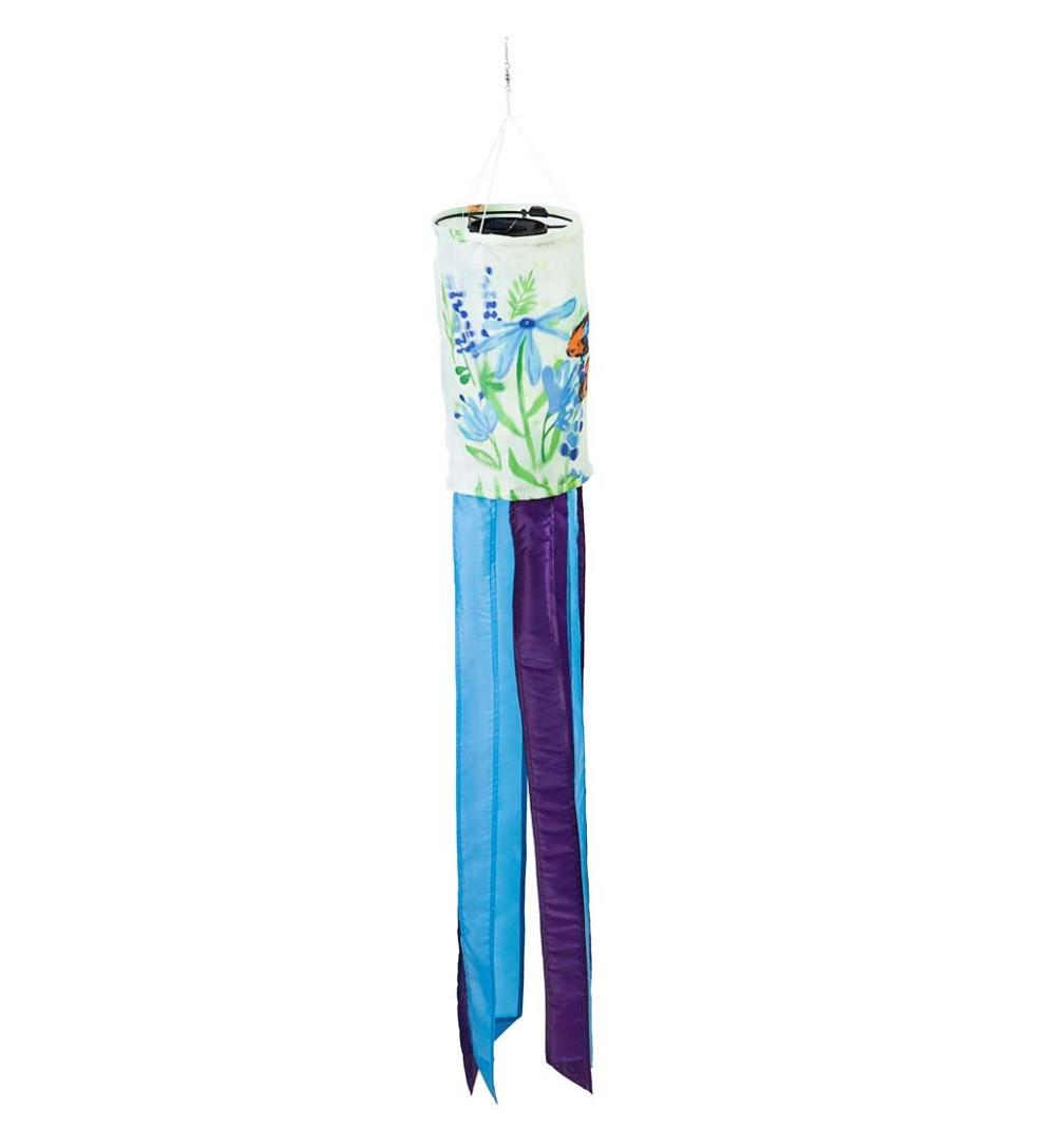 Plow & Hearth Deck & Patio Accents Outdoor Living Nature-Inspired Solar Led Motion Windsock - Cherry Blossom