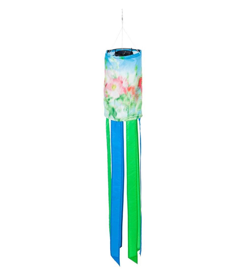 Plow & Hearth Deck & Patio Accents Outdoor Living Nature-Inspired Solar Led Motion Windsock - Cherry Blossom