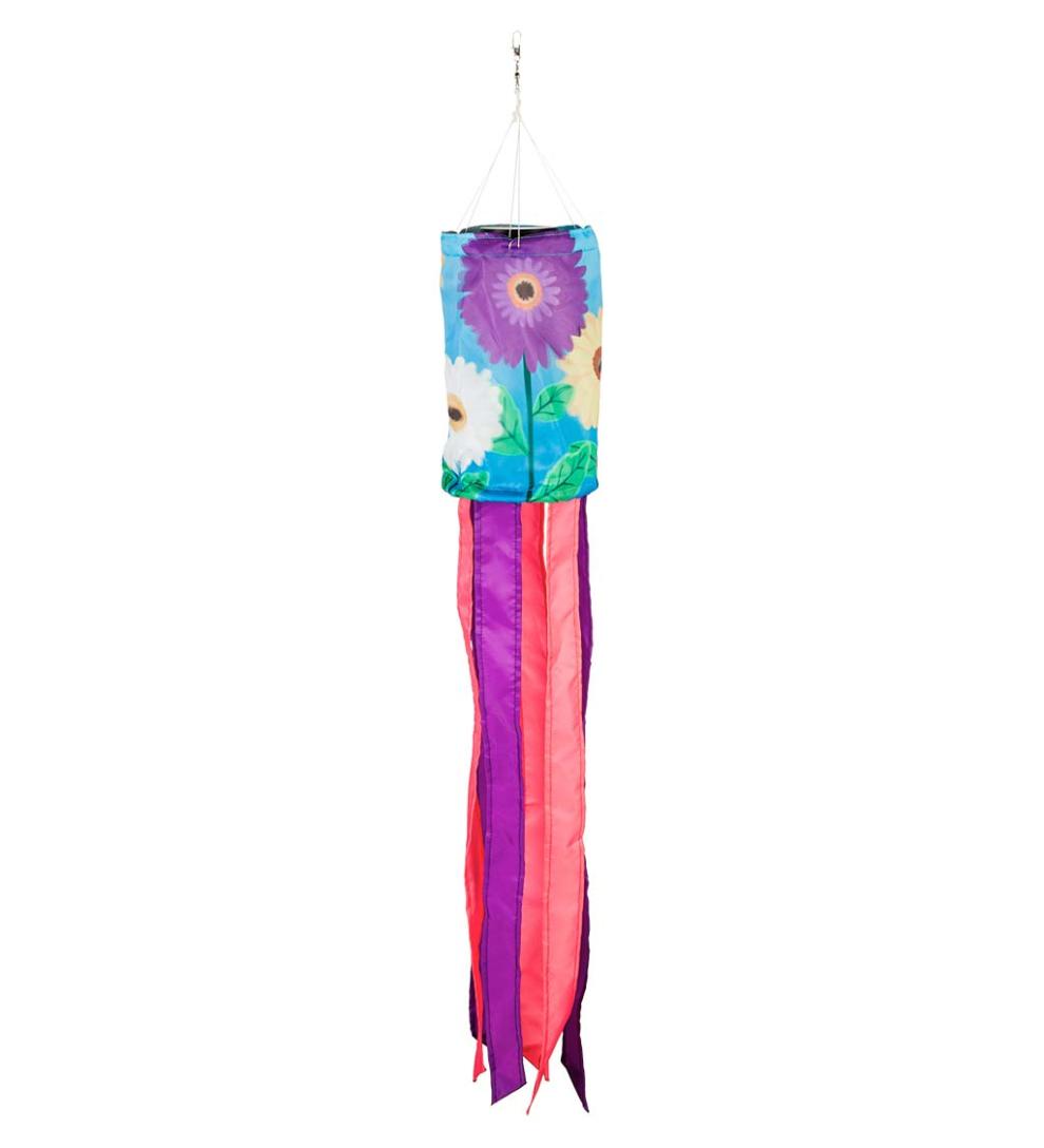 Plow & Hearth Deck & Patio Accents Outdoor Living Nature-Inspired Solar Led Motion Windsock - Cherry Blossom