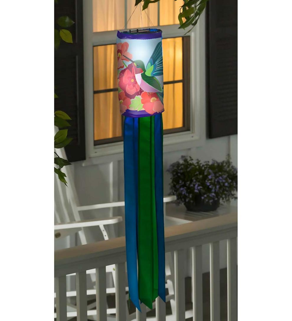 Plow & Hearth Deck & Patio Accents Outdoor Living Nature-Inspired Solar Led Motion Windsock - Cherry Blossom