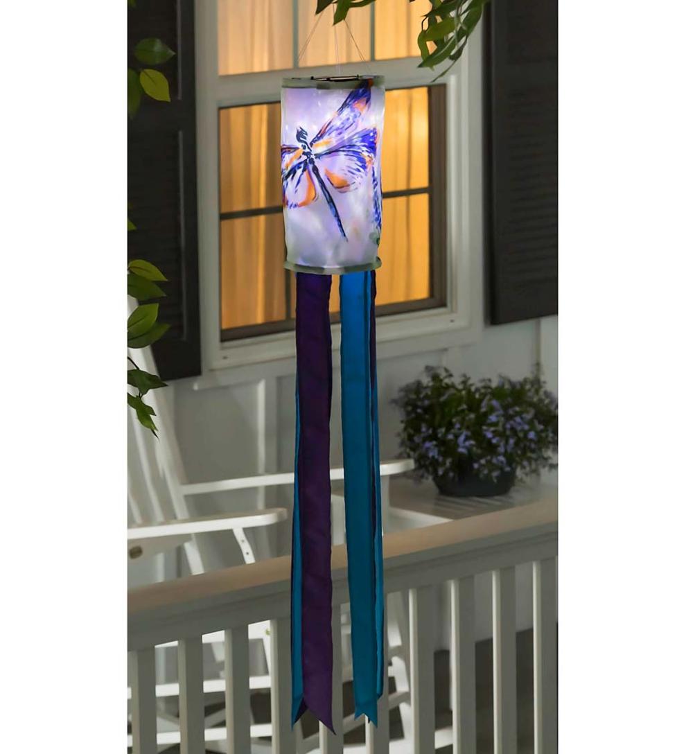 Plow & Hearth Deck & Patio Accents Outdoor Living Nature-Inspired Solar Led Motion Windsock - Cherry Blossom