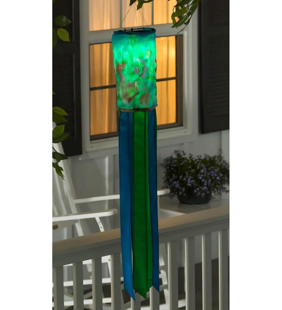 Plow & Hearth Deck & Patio Accents Outdoor Living Nature-Inspired Solar Led Motion Windsock - Cherry Blossom