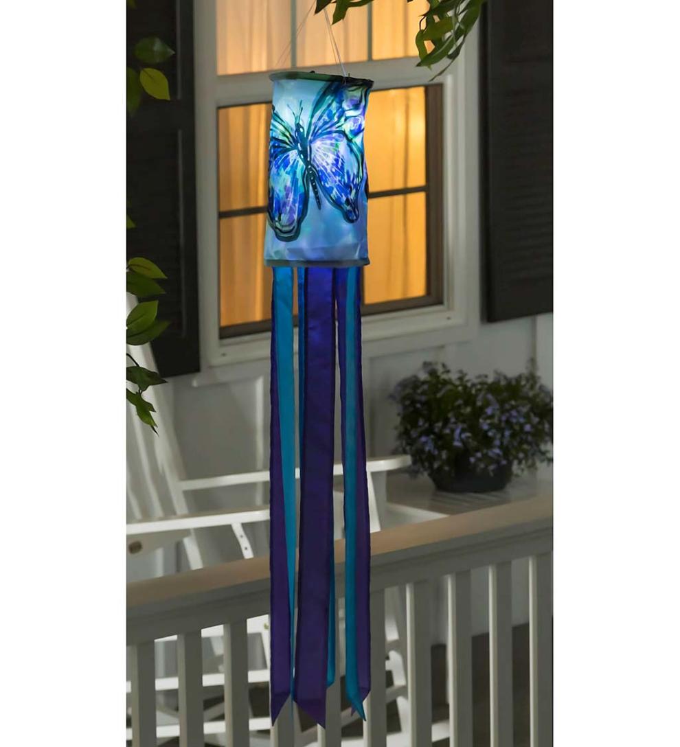 Plow & Hearth Deck & Patio Accents Outdoor Living Nature-Inspired Solar Led Motion Windsock - Cherry Blossom