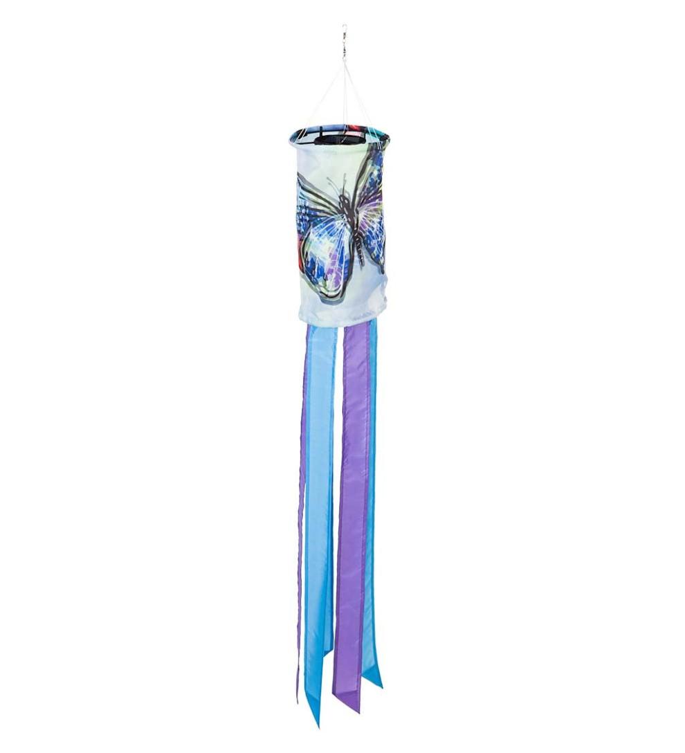 Plow & Hearth Deck & Patio Accents Outdoor Living Nature-Inspired Solar Led Motion Windsock - Cherry Blossom
