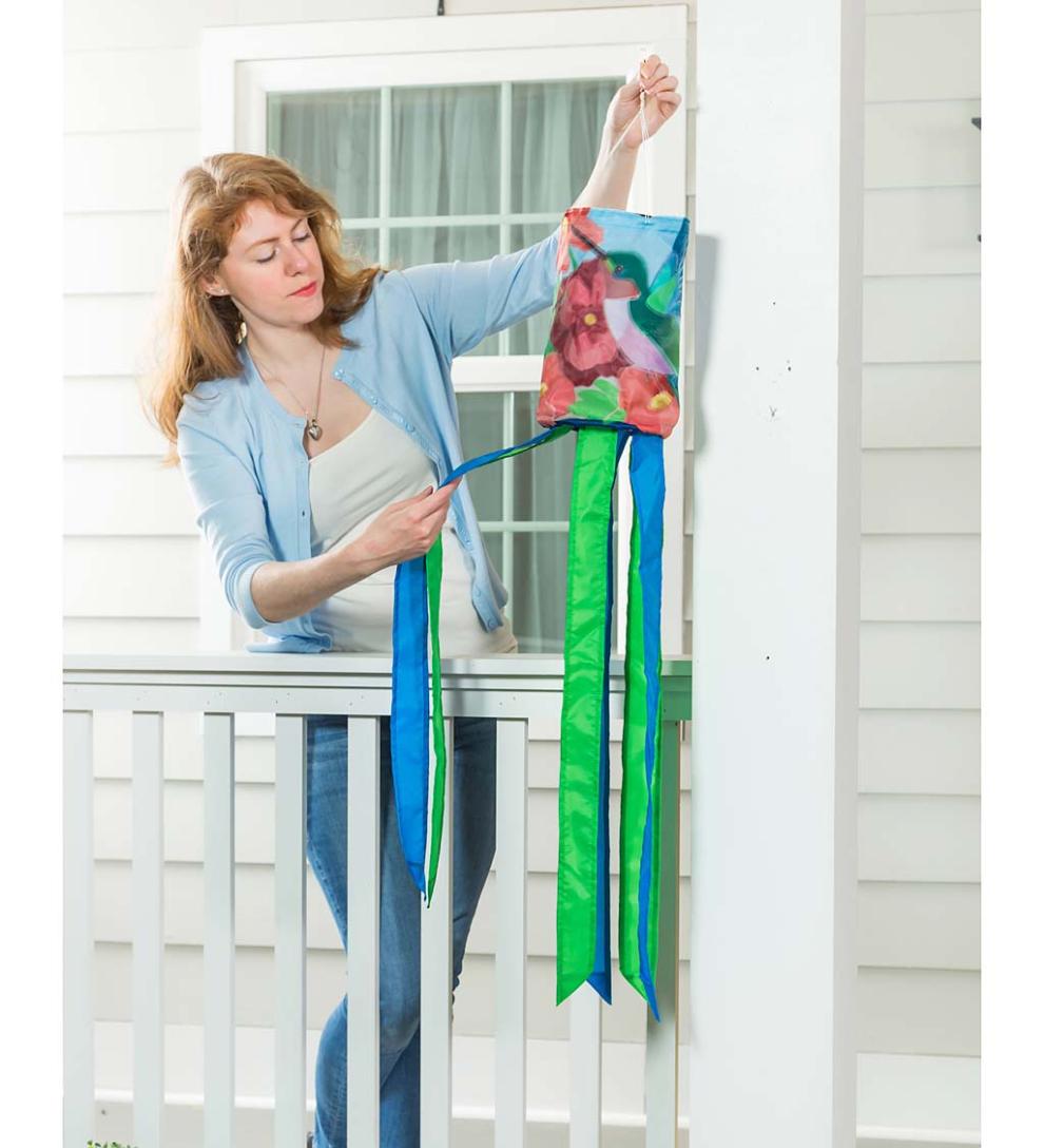 Plow & Hearth Deck & Patio Accents Outdoor Living Nature-Inspired Solar Led Motion Windsock - Cherry Blossom