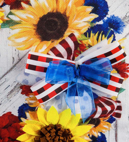 Plow & Hearth Deck & Patio Accents Outdoor Living Patriotic Floral Wreath Burlap Welcome House Flag