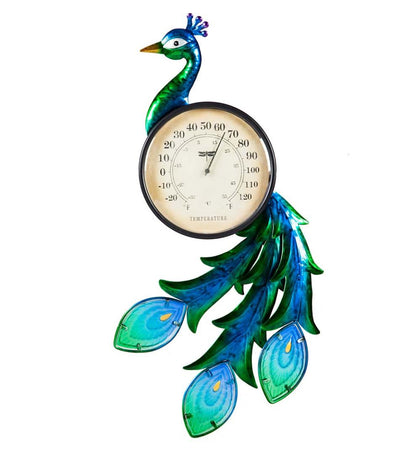 Plow & Hearth Deck & Patio Accents Outdoor Living Peacock Outdoor Wall Thermometer
