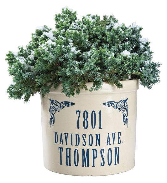 Plow & Hearth Deck & Patio Accents Outdoor Living Personalized Crock With Name And Address - Black Oak Leaf