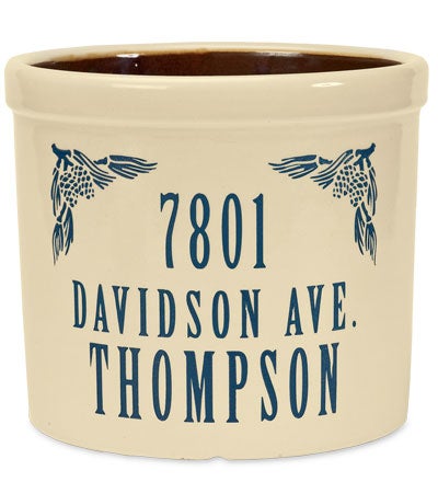 Plow & Hearth Deck & Patio Accents Outdoor Living Personalized Crock With Name And Address - Black Oak Leaf