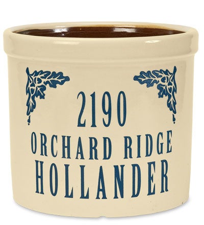 Plow & Hearth Deck & Patio Accents Outdoor Living Personalized Crock With Name And Address - Black Oak Leaf
