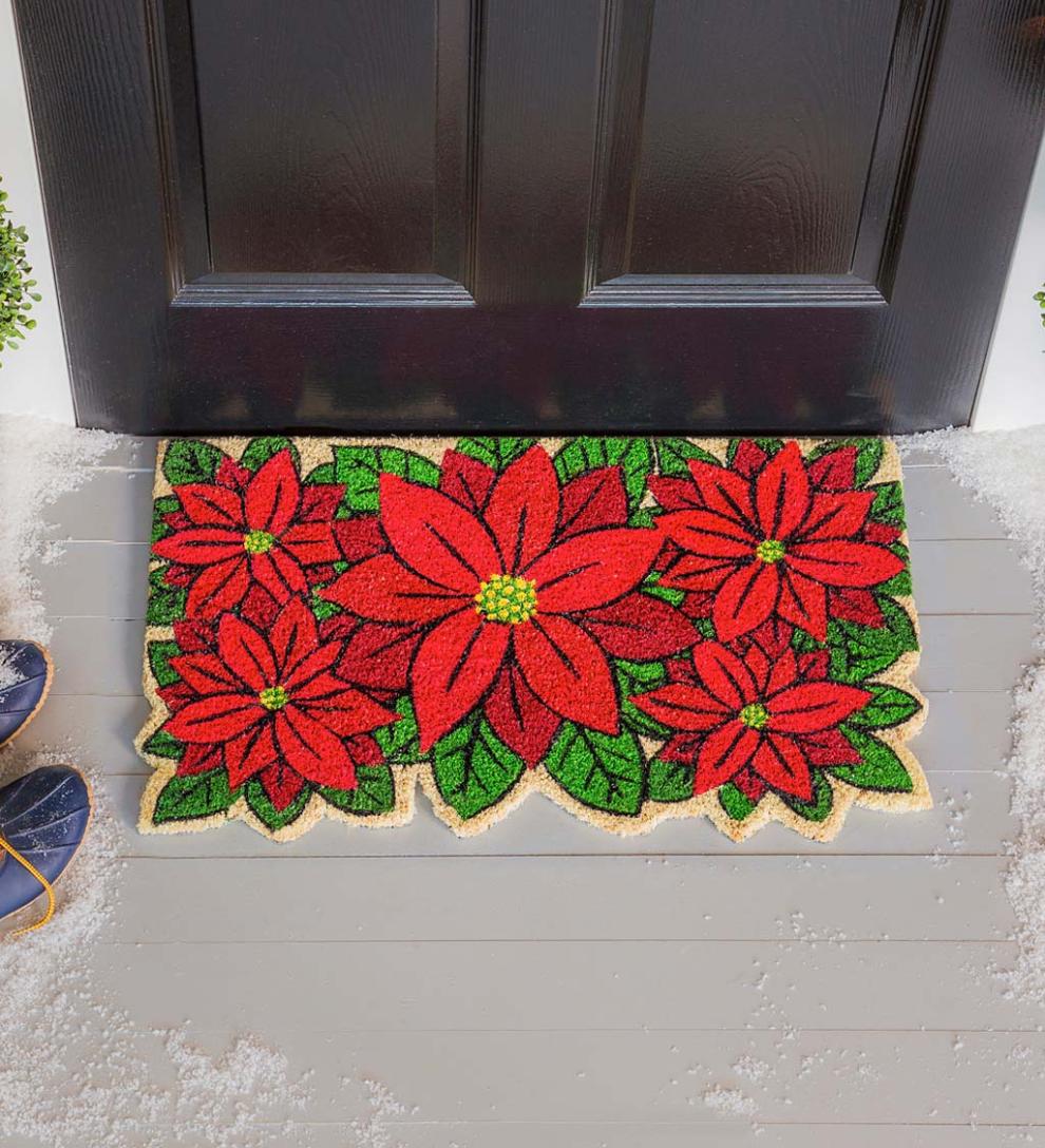 Plow & Hearth Deck & Patio Accents Outdoor Living Poinsettia Shaped Coir Mat