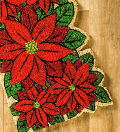 Plow & Hearth Deck & Patio Accents Outdoor Living Poinsettia Shaped Coir Mat