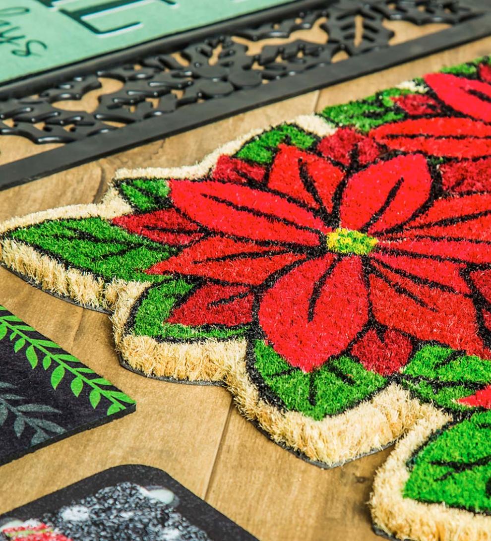 Plow & Hearth Deck & Patio Accents Outdoor Living Poinsettia Shaped Coir Mat