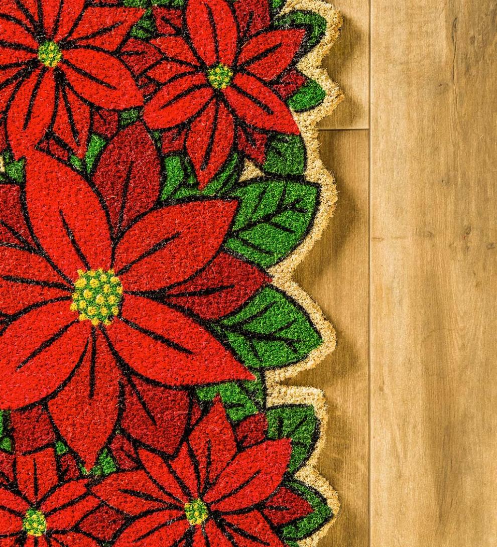 Plow & Hearth Deck & Patio Accents Outdoor Living Poinsettia Shaped Coir Mat