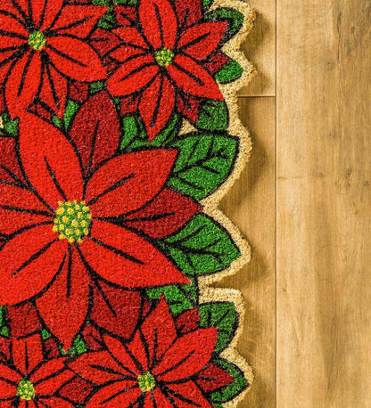 Plow & Hearth Deck & Patio Accents Outdoor Living Poinsettia Shaped Coir Mat