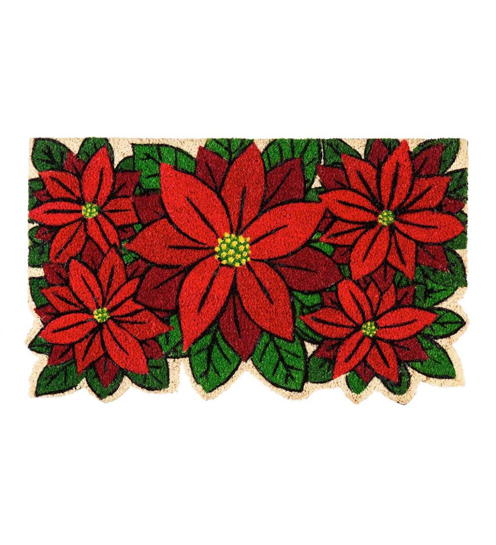 Plow & Hearth Deck & Patio Accents Outdoor Living Poinsettia Shaped Coir Mat