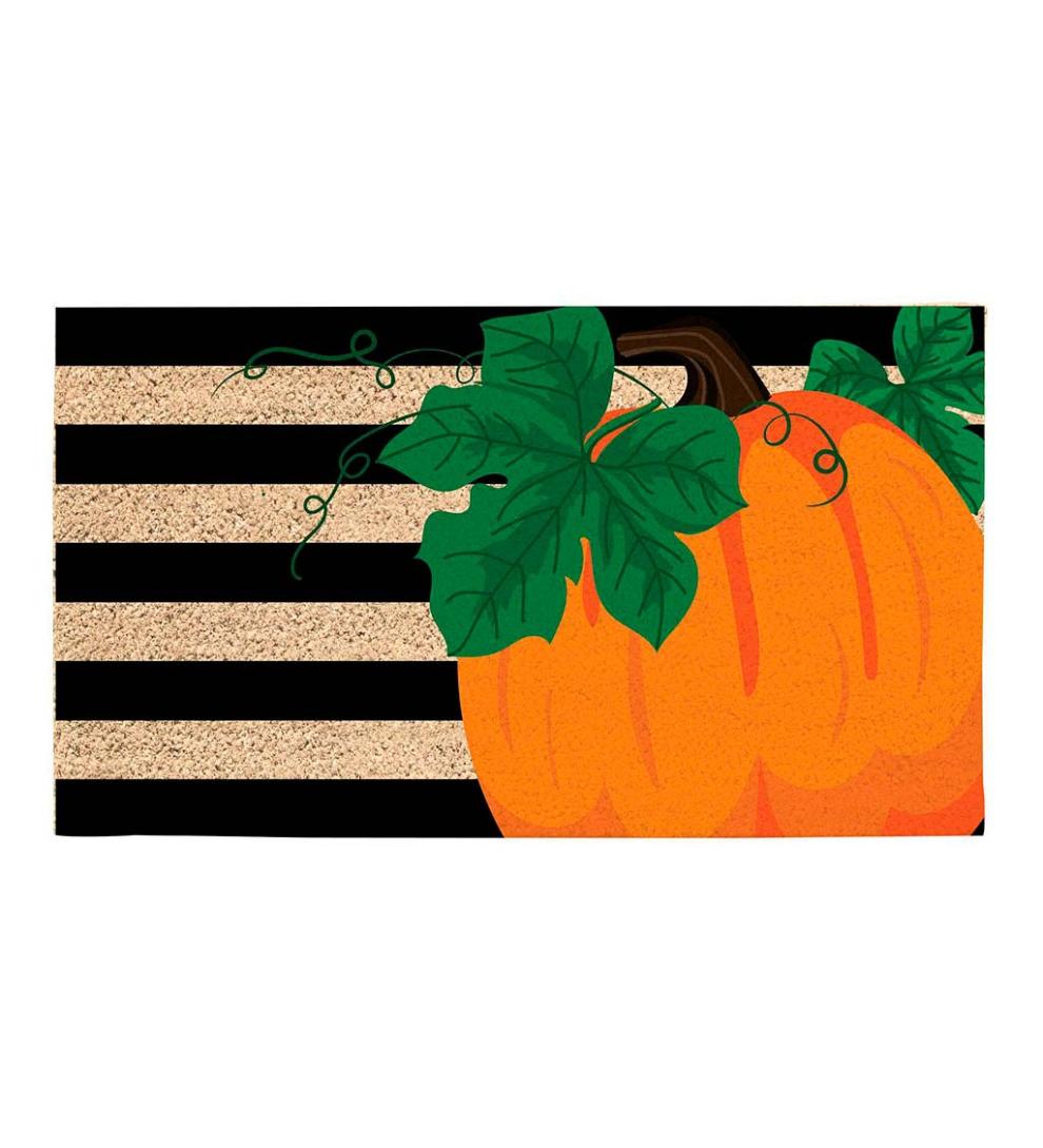 Plow & Hearth Deck & Patio Accents Outdoor Living Pumpkin Stripe Coir Fiber Mat