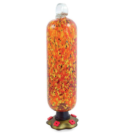 Plow & Hearth Deck & Patio Accents Outdoor Living Recycled Glass Tall Carnival Hummingbird Feeder