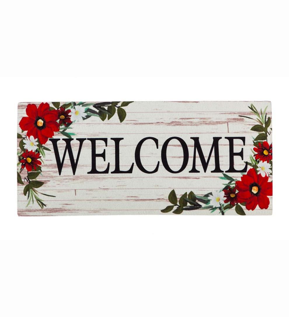 Plow & Hearth Deck & Patio Accents Outdoor Living Red Floral Welcome Sassafras Switch Mat