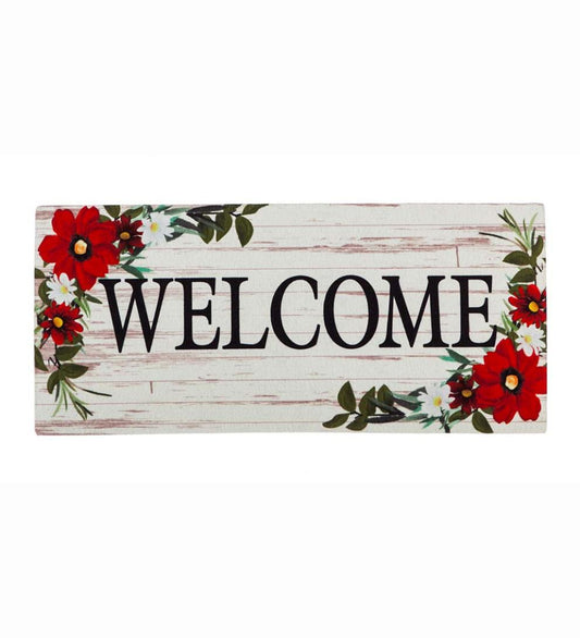 Plow & Hearth Deck & Patio Accents Outdoor Living Red Floral Welcome Sassafras Switch Mat