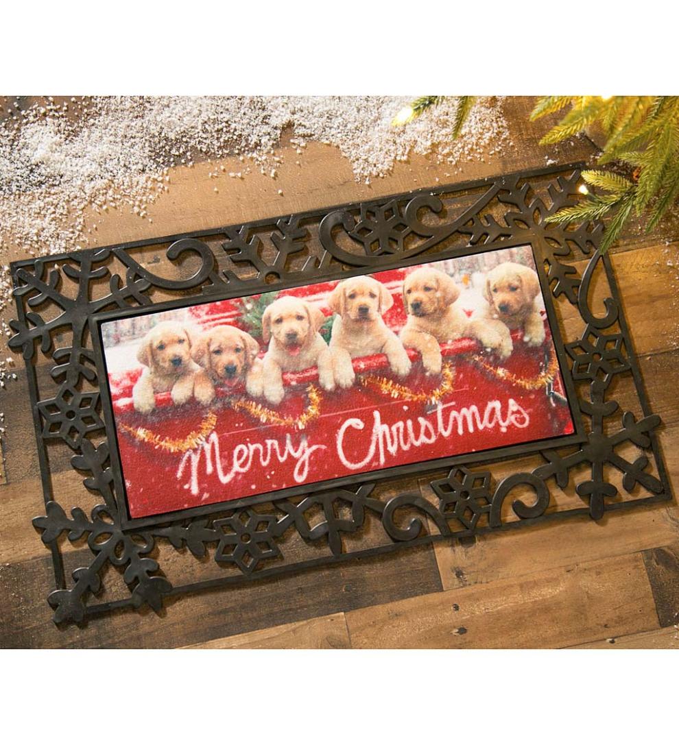 Plow & Hearth Deck & Patio Accents Outdoor Living Red Truck With Puppies Sassafras Switch Mat
