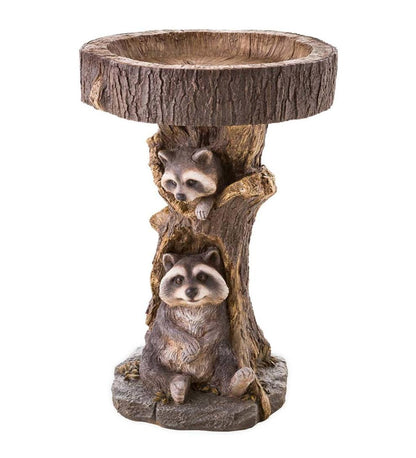Plow & Hearth Deck & Patio Accents Outdoor Living Resin Raccoon Birdbath