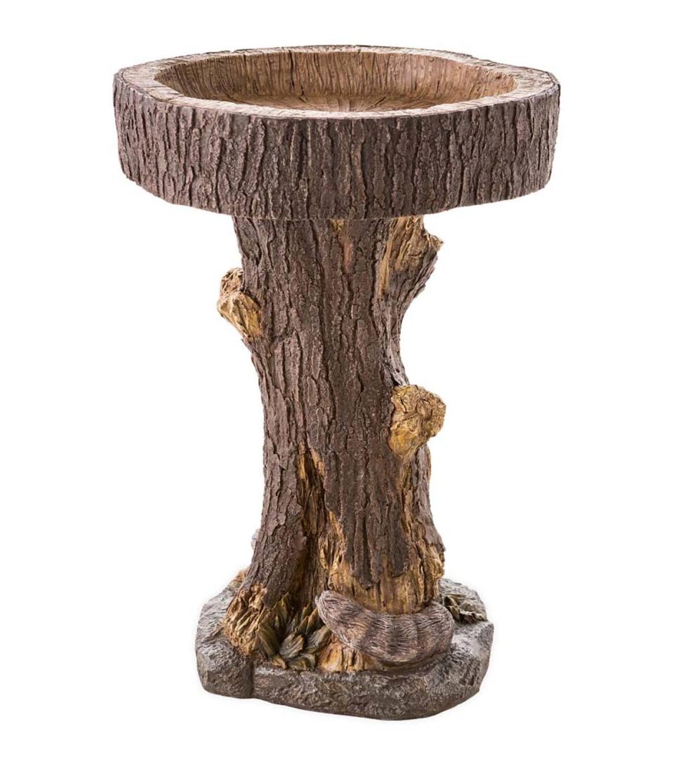 Plow & Hearth Deck & Patio Accents Outdoor Living Resin Raccoon Birdbath