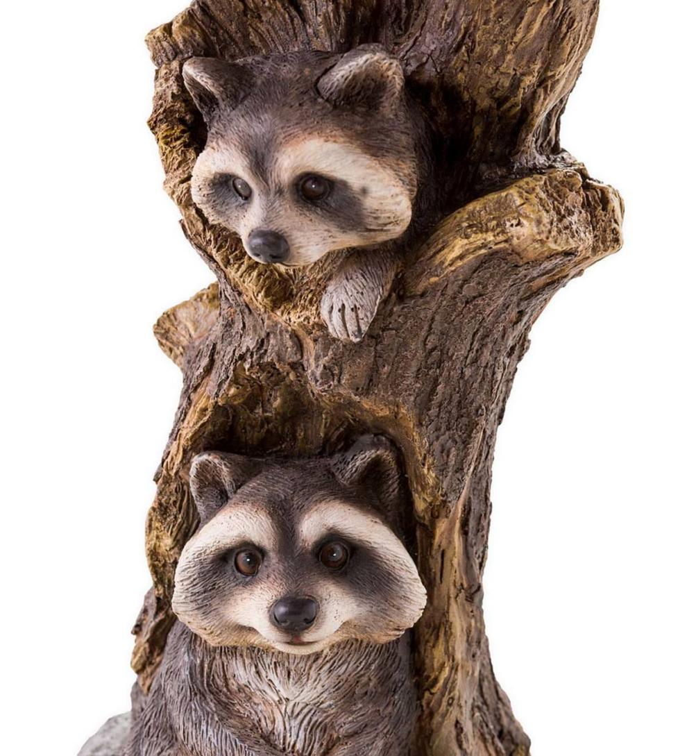 Plow & Hearth Deck & Patio Accents Outdoor Living Resin Raccoon Birdbath