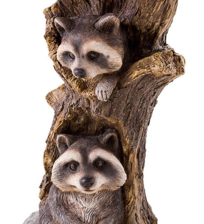 Plow & Hearth Deck & Patio Accents Outdoor Living Resin Raccoon Birdbath