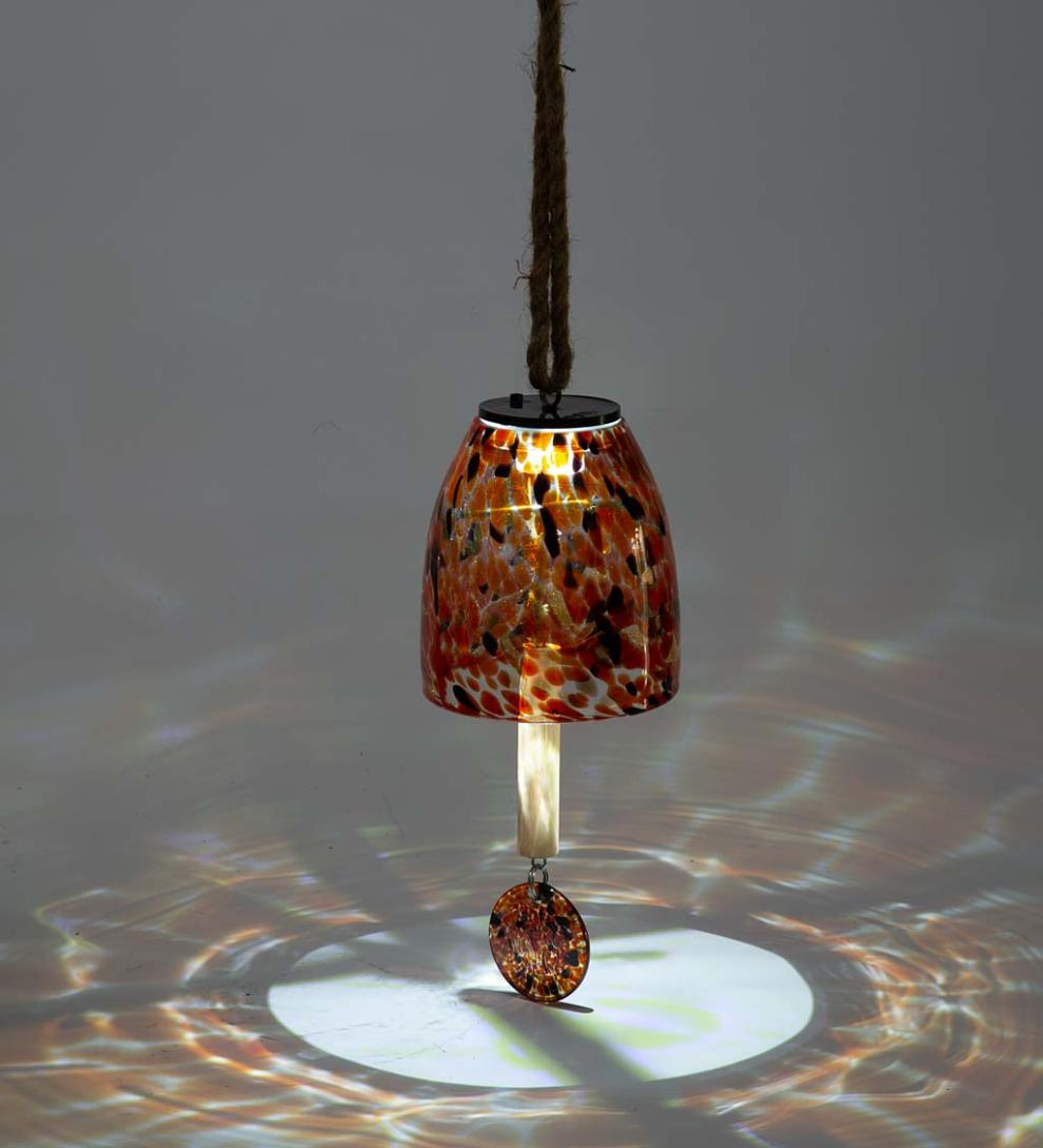 Plow & Hearth Deck & Patio Accents Outdoor Living Solar Art Glass Bell Chime - Blue
