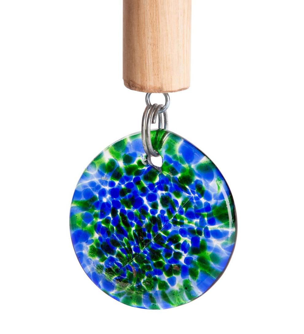 Plow & Hearth Deck & Patio Accents Outdoor Living Solar Art Glass Bell Chime - Blue