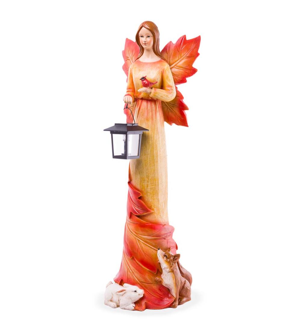Plow & Hearth Deck & Patio Accents Outdoor Living Solar Fall Foliage Angel And Friends Garden Statue