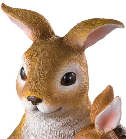 Plow & Hearth Deck & Patio Accents Outdoor Living Solar Succulent Rabbits Flower Pot Garden Statue