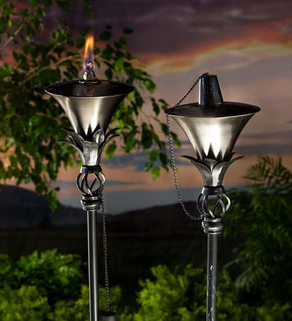 Plow & Hearth Deck & Patio Accents Outdoor Living Steel Garden Torches, Set Of 2 - Copper