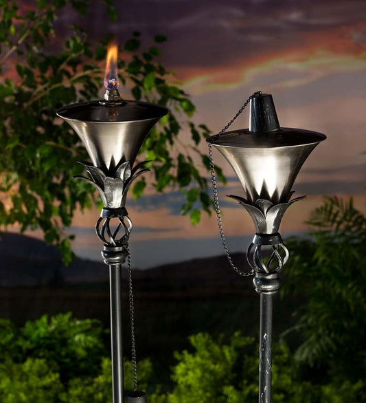 Plow & Hearth Deck & Patio Accents Outdoor Living Steel Garden Torches, Set Of 2 - Copper