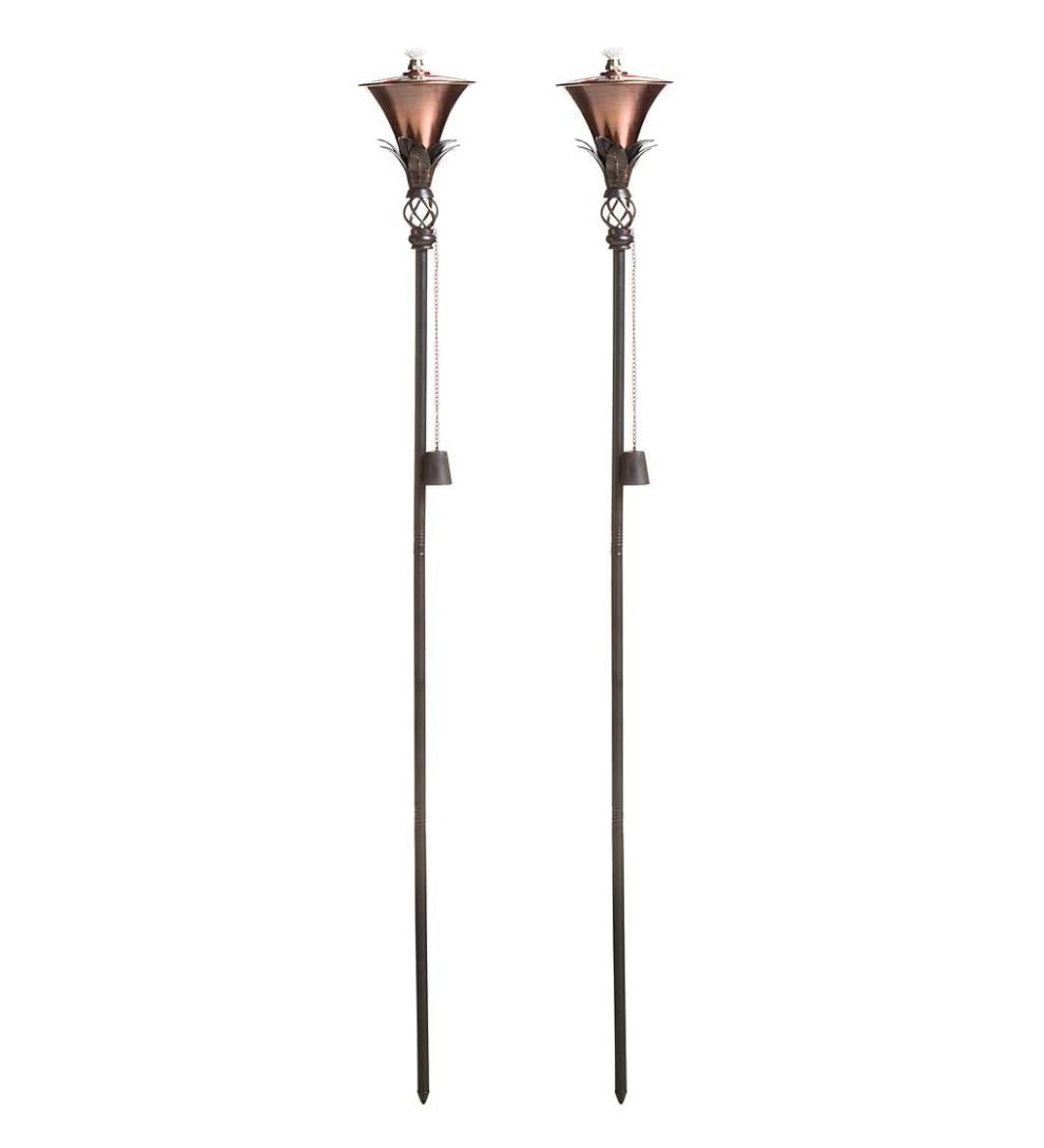 Plow & Hearth Deck & Patio Accents Outdoor Living Steel Garden Torches, Set Of 2 - Copper